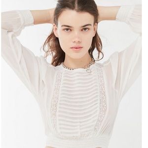 UO Hayes Crochet Inset Long Sleeve Top